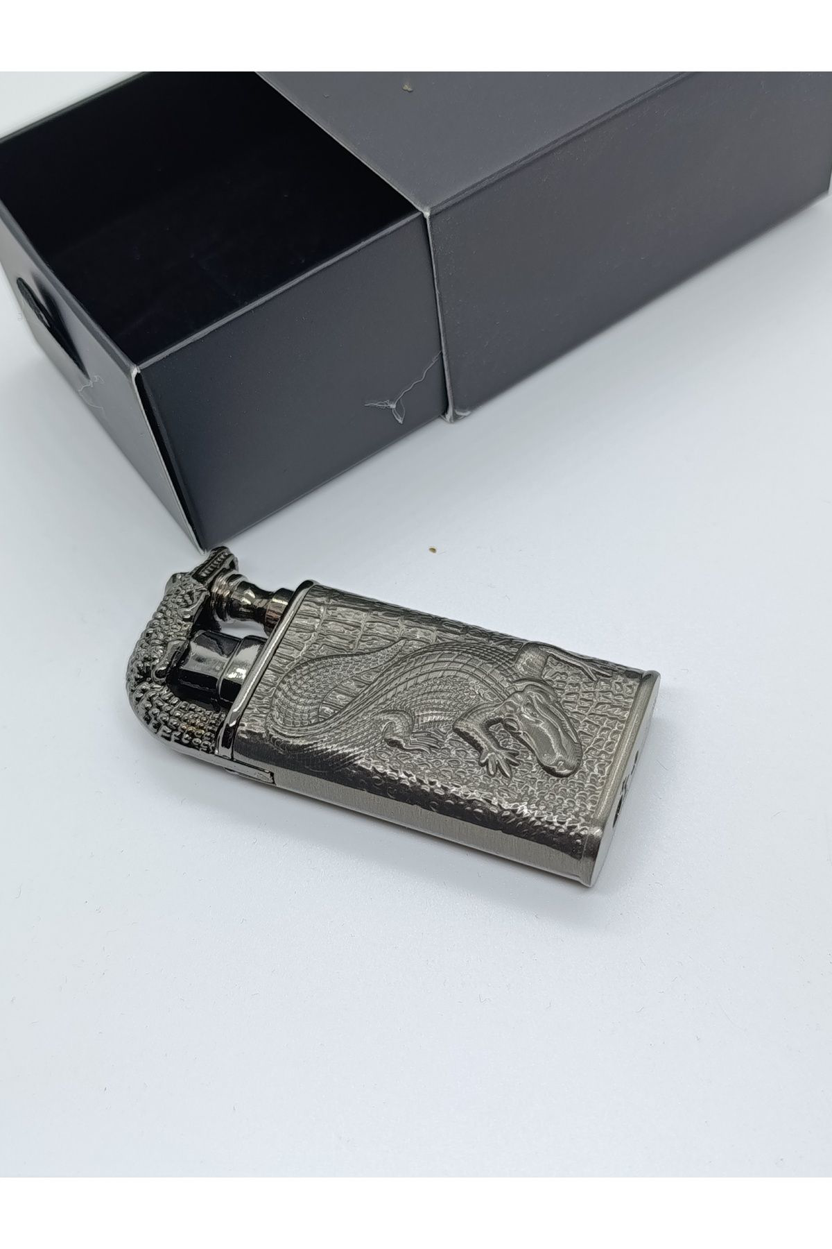 Pnp Timsah Çakmak Çift Yanmalı Çakmak Lüks Çakmak Gümüş