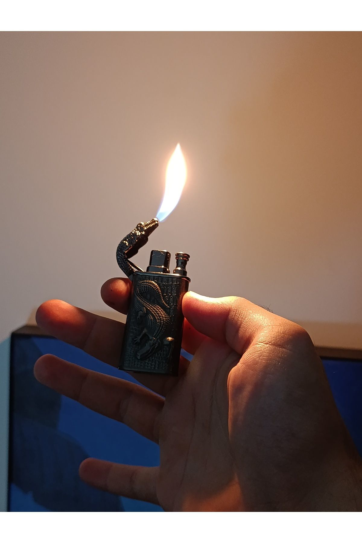 Pnp Timsah Çakmak Çift Yanmalı Çakmak Lüks Hediyelik Çakmak