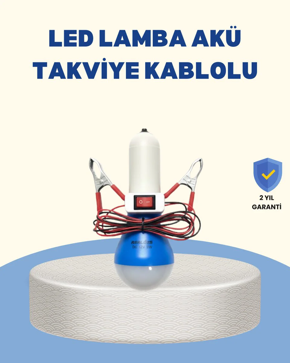 Timsah Kıskaçlı 12V LED Ampul - Gelişmiş Kamp ve Acil Durum Işık Kaynağı