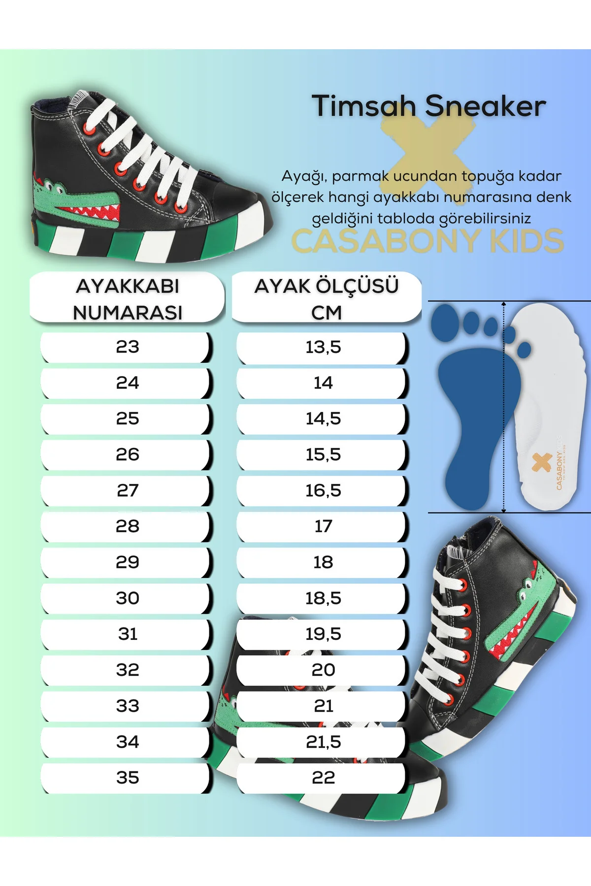 Timsah Ortopedik Destekli Siyah Erkek Çocuk Sneaker