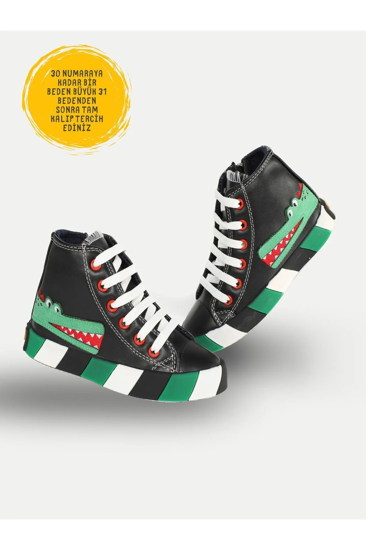 Timsah Ortopedik Destekli Siyah Erkek Çocuk Sneaker