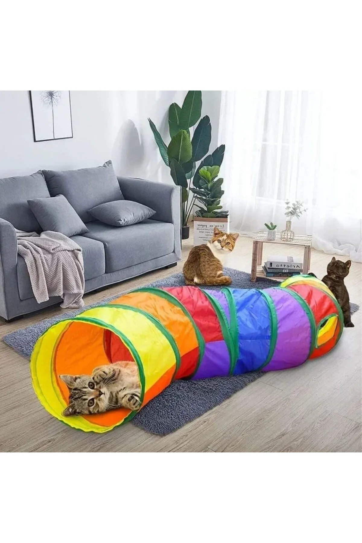 TİNEKE KIVRIMLI Kedi Tüneli Katlanır Gökkuşağı Uzun Kedi Köpek Oyun Tüneli Evcil Hayvan Oy
