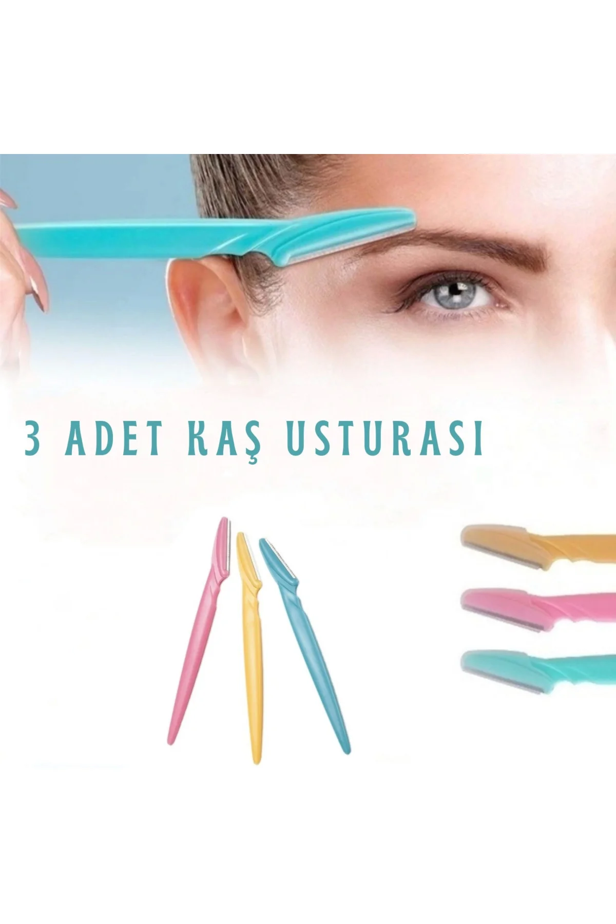 Tinkle Kaş Usturası 3'lü Set - Mükemmel Kaşlar İçin Hassas ve Etk
