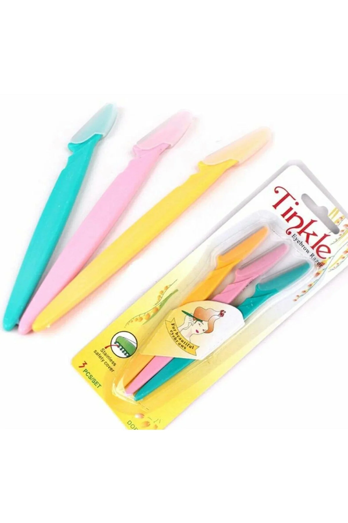 Tinkle Kaş Usturası 3'lü Set - Mükemmel Kaşlar İçin Hassas ve Etk