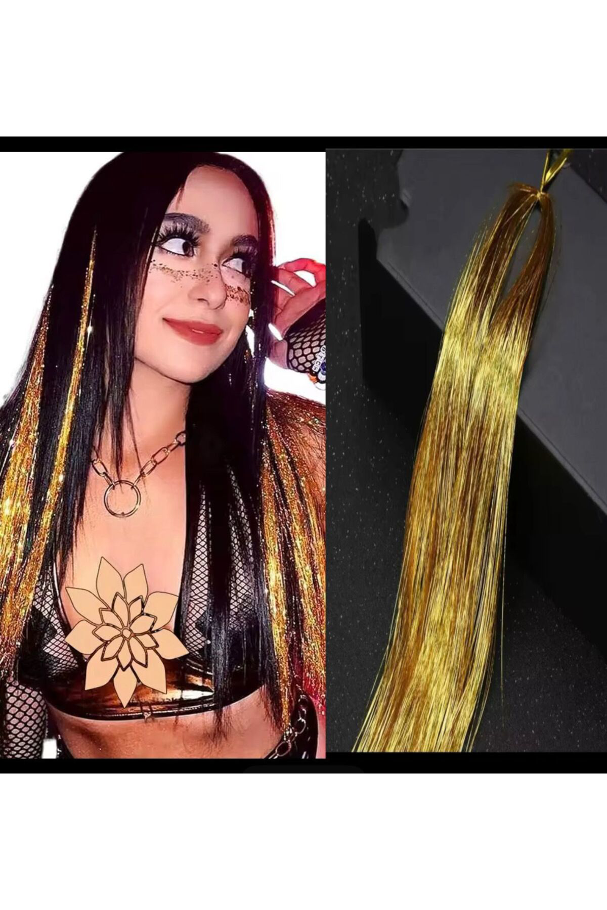 Arestokaaksesuar Tinsel Saç Simli İşiltili Renkli Saç Aksesuari