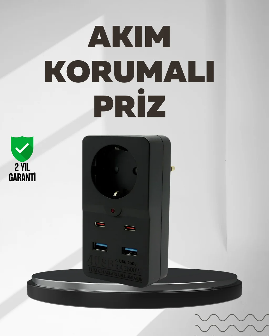 Tip Akım Koruma Prizi 10a 2500w Usb Type C Destekli Diğer