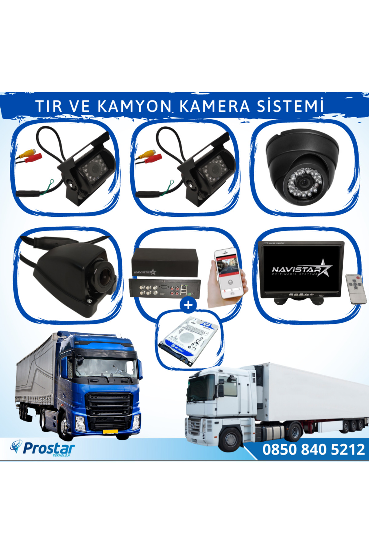 Tır Ve Kamyonlar Için Uzaktan Izlemeli 4 Kameralı 320 Gb Harddisk