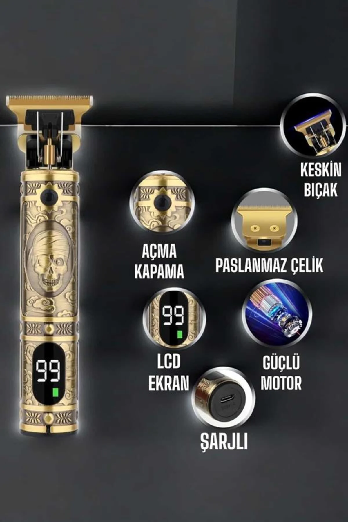 Tıraş Makinesi Çizik Tıraş Paslanmaz Çelik Uzun Ömürlü Şarjlı Tıraş Makinesi Çizik Tıraş Paslanmaz Çelik Uzun Ömürlü Şarjlı - Görsel 4