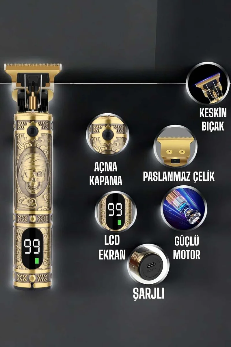 Tıraş Makinesi Çizik Tıraş Paslanmaz Çelik Uzun Ömürlü Şarjlı