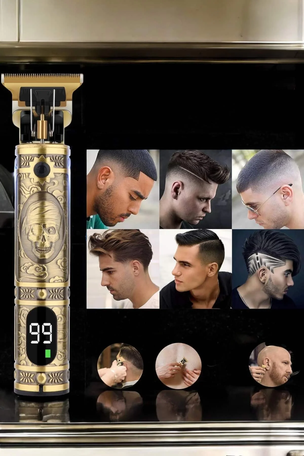 Tıraş Makinesi Şarjlı Profesyonel Saç Kesme Makinesi Gold Çizik T