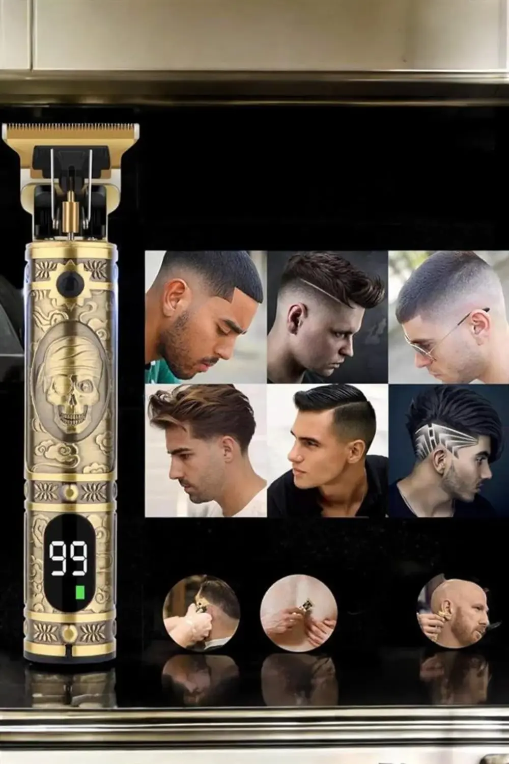 Tıraş Makinesi Şarjlı Profesyonel Saç Kesme Makinesi Gold Çizik T