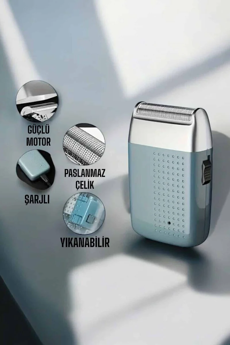 Tıraş Makinesi - Sinek Kaydı Paslanmaz Çelik, Kablosuz Şarjlı ve Kuru Kullanım