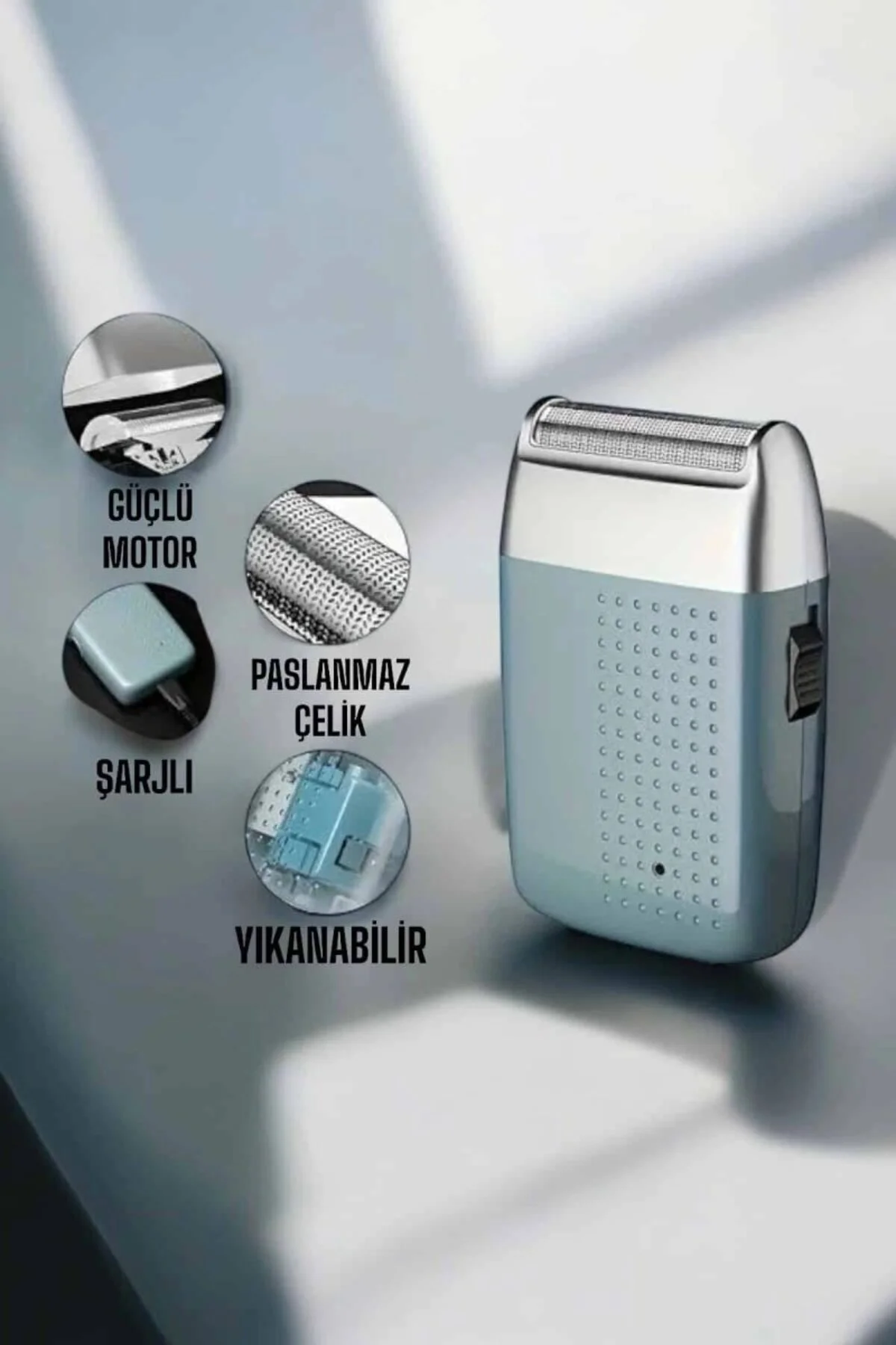 Tıraş Makinesi Sinek Kaydı Paslanmaz Çelik Taşınabilir Şarjlı