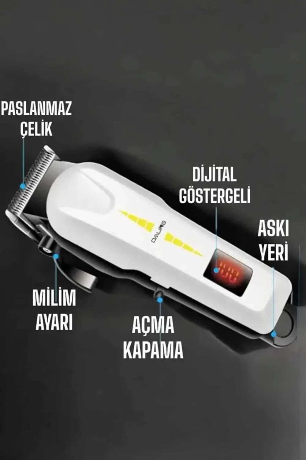 Tıraş Makinesi Uzun Ömürlü Batarya, Keskin Bıçaklar ve Profesyone