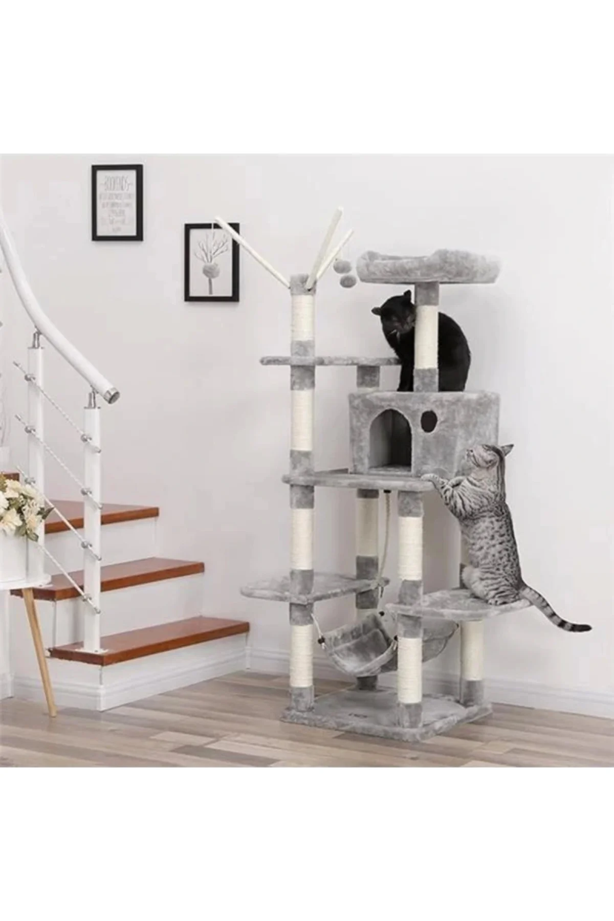 Tırmalama Direği, Hamak, Mağara, Sisal Direk, Açık Gri Pct86 W, 1 Adet (1'li Paket)