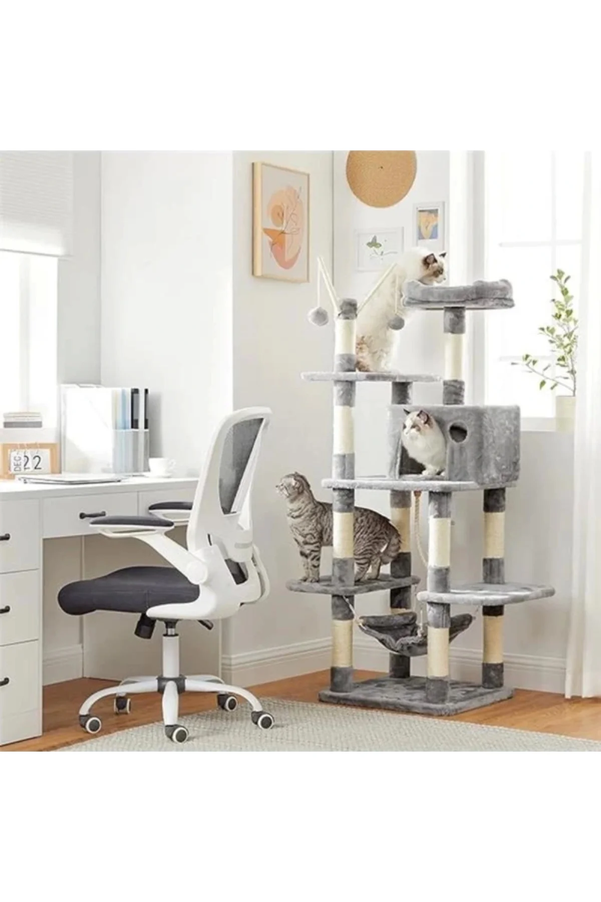 Tırmalama Direği, Hamak, Mağara, Sisal Direk, Açık Gri Pct86 W, 1 Adet (1'li Paket)