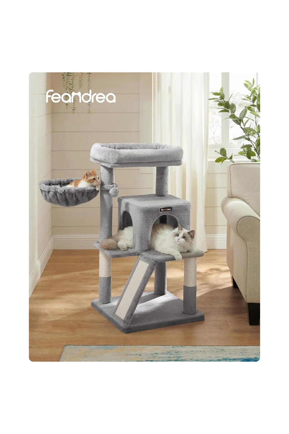 Tırmalama Tahtası, Geniş Platformlu Kedi Ağacı, Açık Gri PCT51W