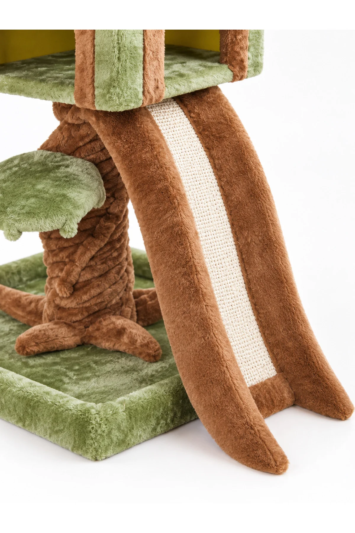 Tırmalamalı Kedi Evi Ağaç Tasarımlı Rampalı Peluş Kedi Ağacı Yeşil Kahverengi Tırmalamalı Kedi Evi Ağaç Tasarımlı Rampalı Peluş Kedi Ağacı Yeşil Kahverengi