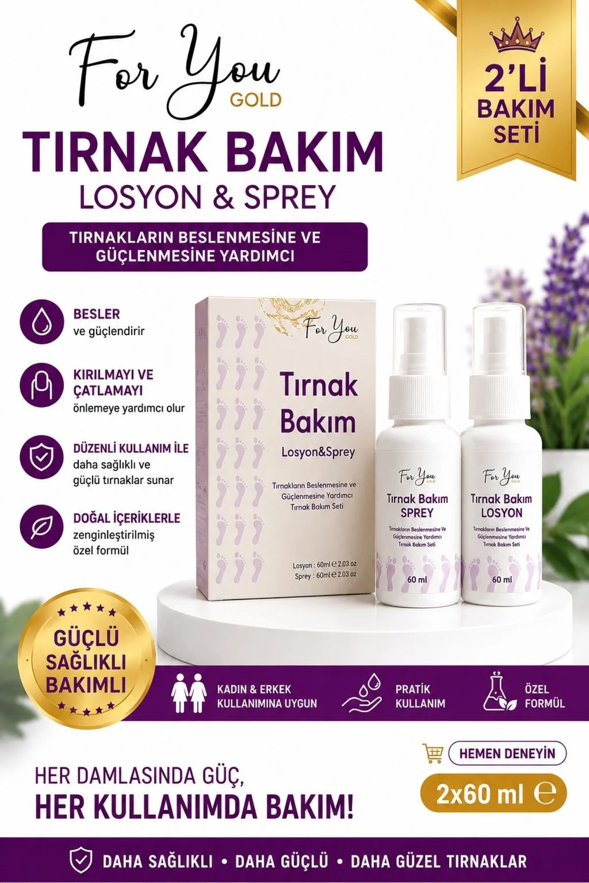Tırnak Ayak Bakım Seti Losyon&sprey Kaşıntı, Koku, Mantar Giderme