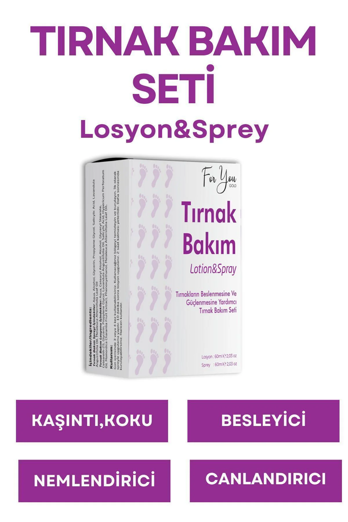 Tırnak Ayak Bakım Seti Losyon&sprey Kaşıntı, Koku, Mantar Giderme