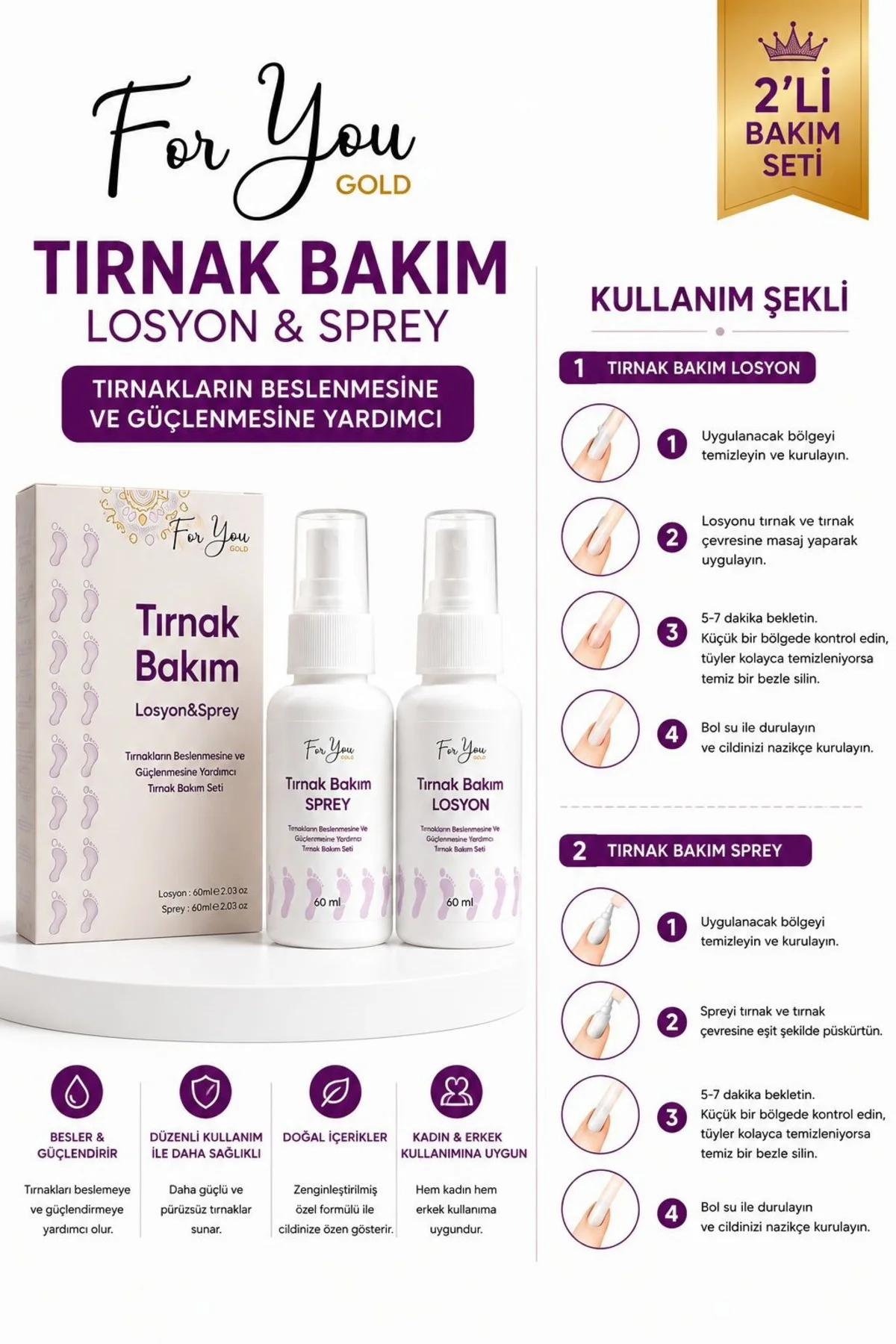 Tırnak Ayak Bakım Seti Losyon&sprey Kaşıntı, Koku, Mantar Giderme