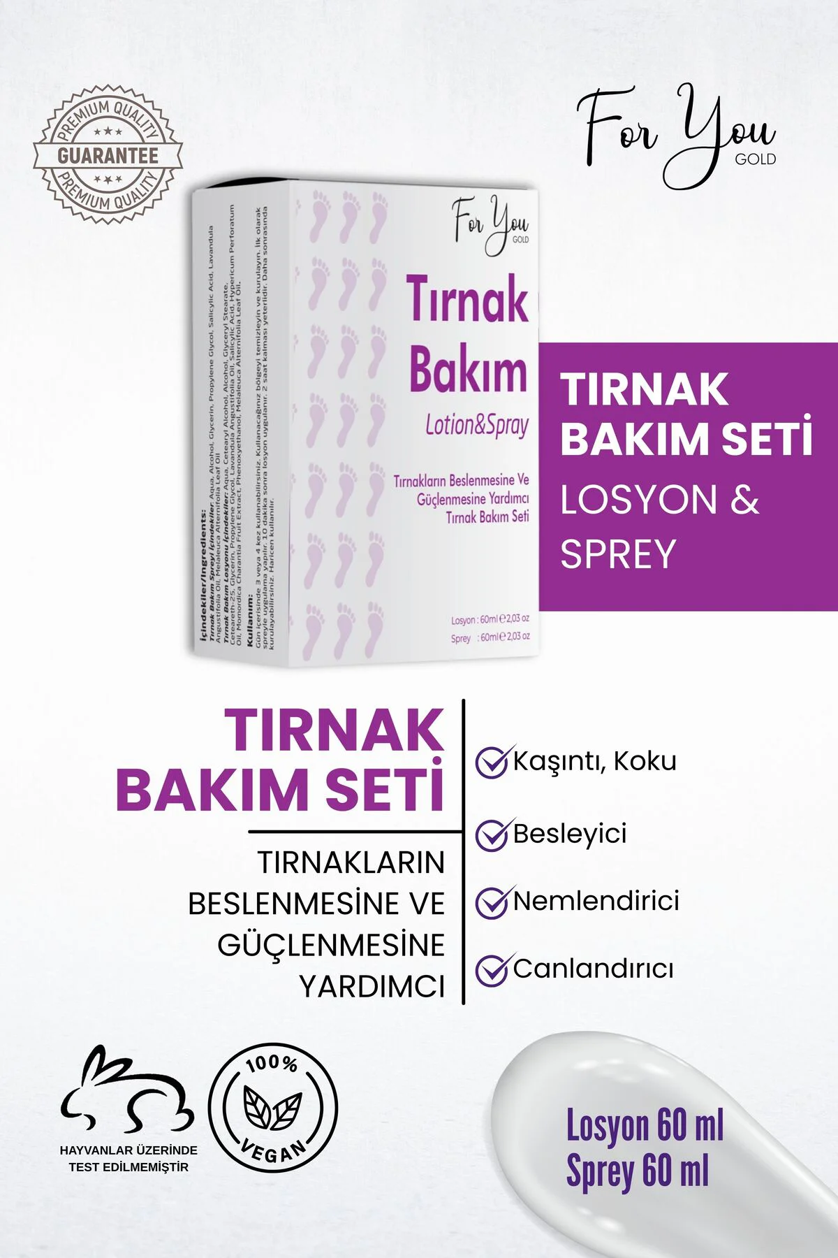 Tırnak Ayak Bakım Seti Losyon&sprey Kaşıntı, Koku, Mantar Giderme