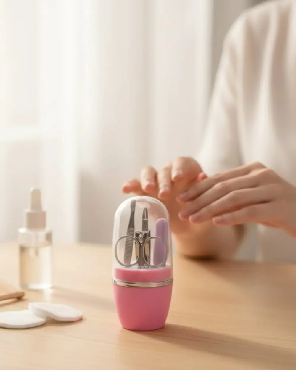 Tırnak Bakım Manikür Pedikür Seti 4 Parça Pembe Ev ve Seyahat Uyu