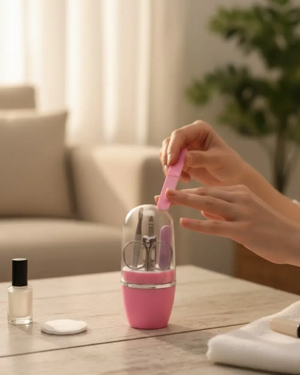 Tırnak Bakım Manikür Pedikür Seti 4 Parça Pembe Minimal ve Dayanı