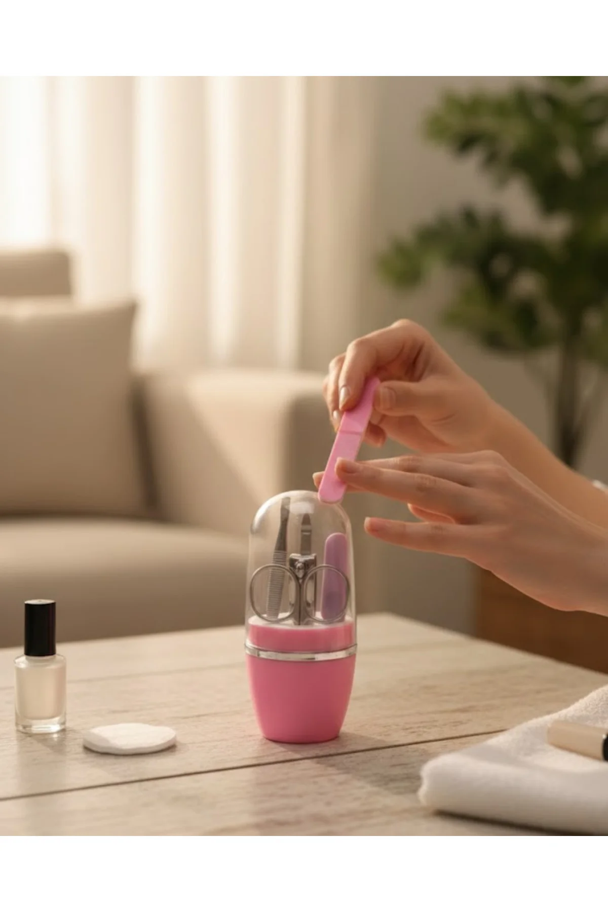 Tırnak Bakım Manikür Pedikür Seti 4 Parça Pembe Minimal ve Dayanı