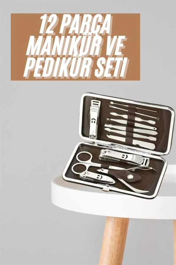 Tırnak Bakım Seti Tırnak Düzeltme Batık 12 Parça Çanta Tipi Manikür Pedikür