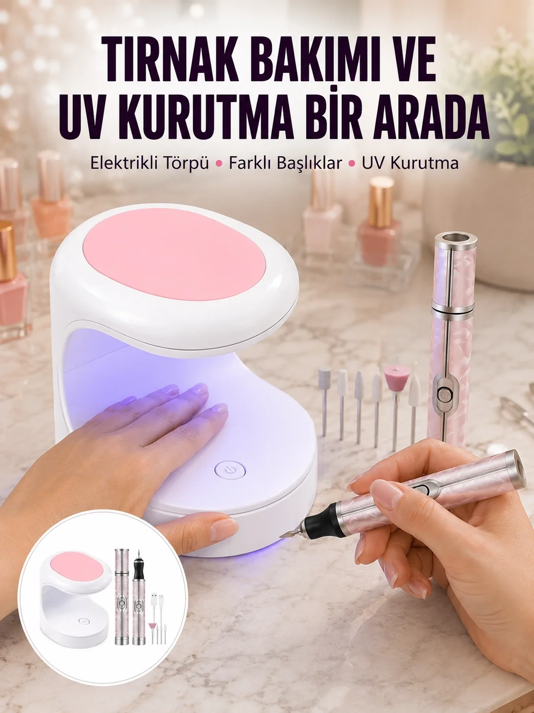 Tırnak Matkabı ve LED Oje Kurutucu 2’li Profesyonel Bakım Seti Yeni Nesil Fiyatı, Yorumları ve Özellikleri