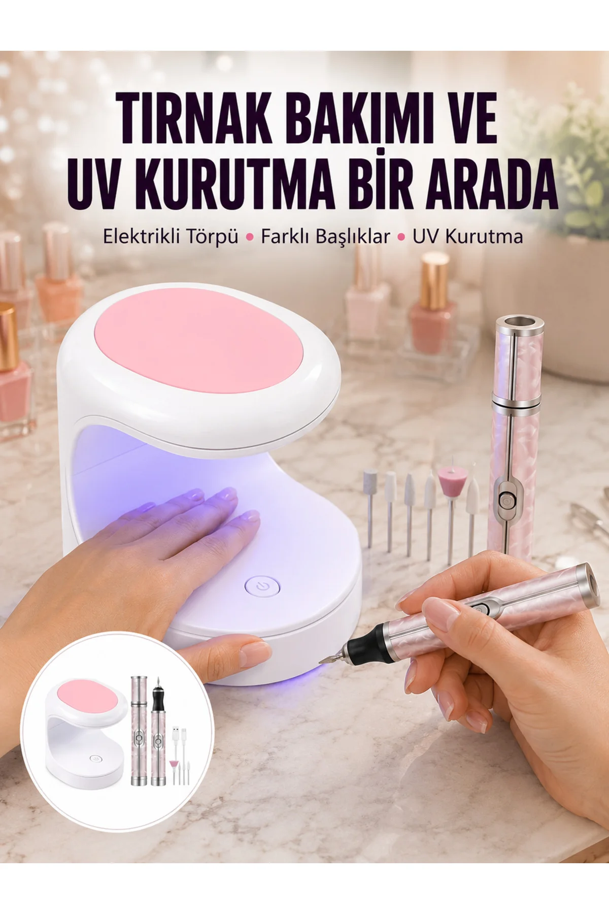 Tırnak Matkabı Ve Led Oje Kurutucu 2’Li Profesyonel Bakım Seti Yeni Nesil Tırnak Matkabı Ve Led Oje Kurutucu 2’Li Profesyonel Bakım Seti Yeni Nesil