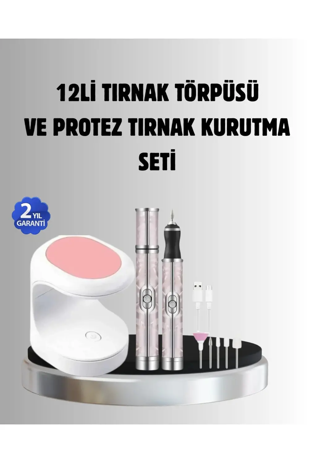 Tırnak Matkabı ve LED Oje Kurutucu 2’li Profesyonel Bakım Seti