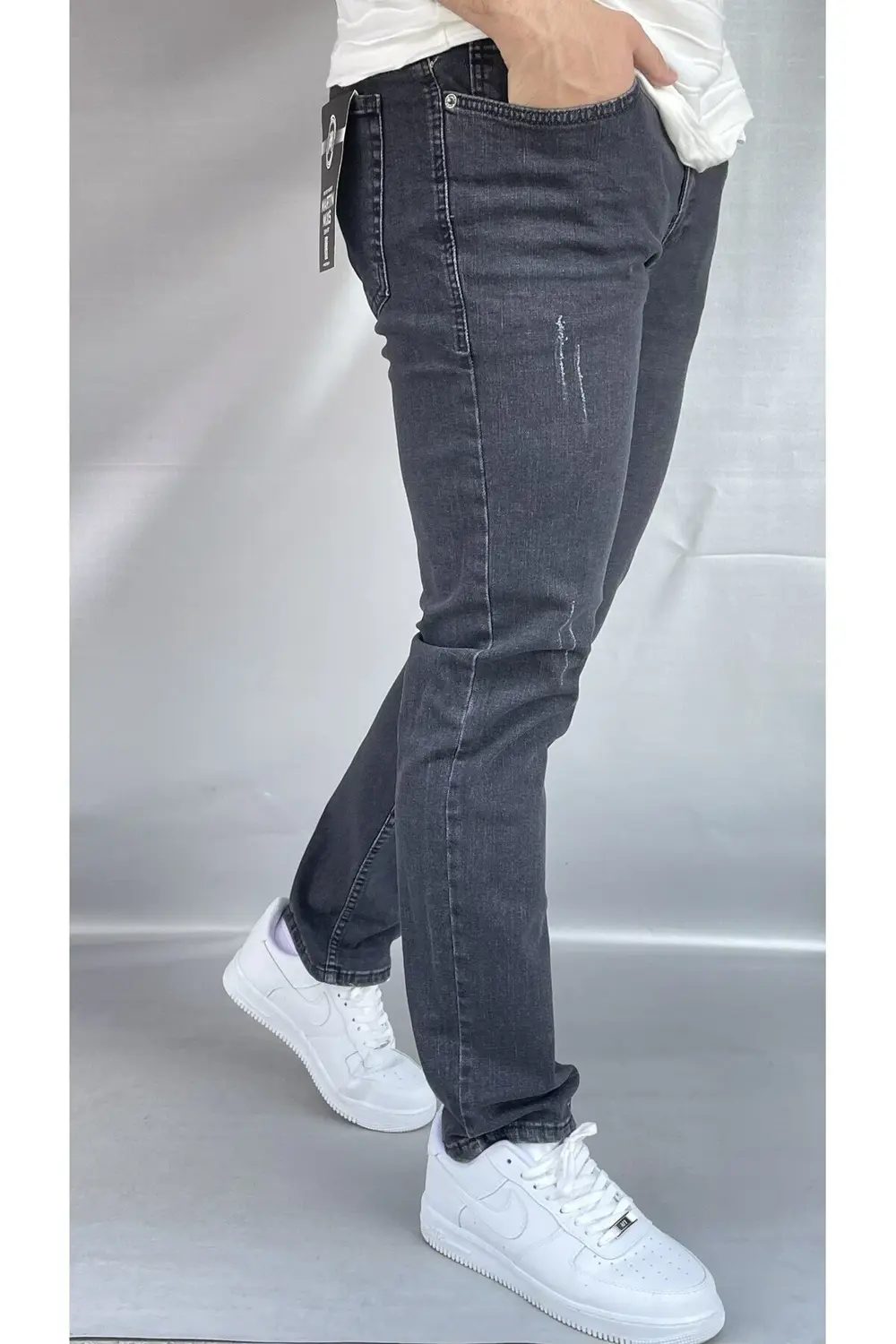 Tırnaklı Antrasit Slim Fit Jean
