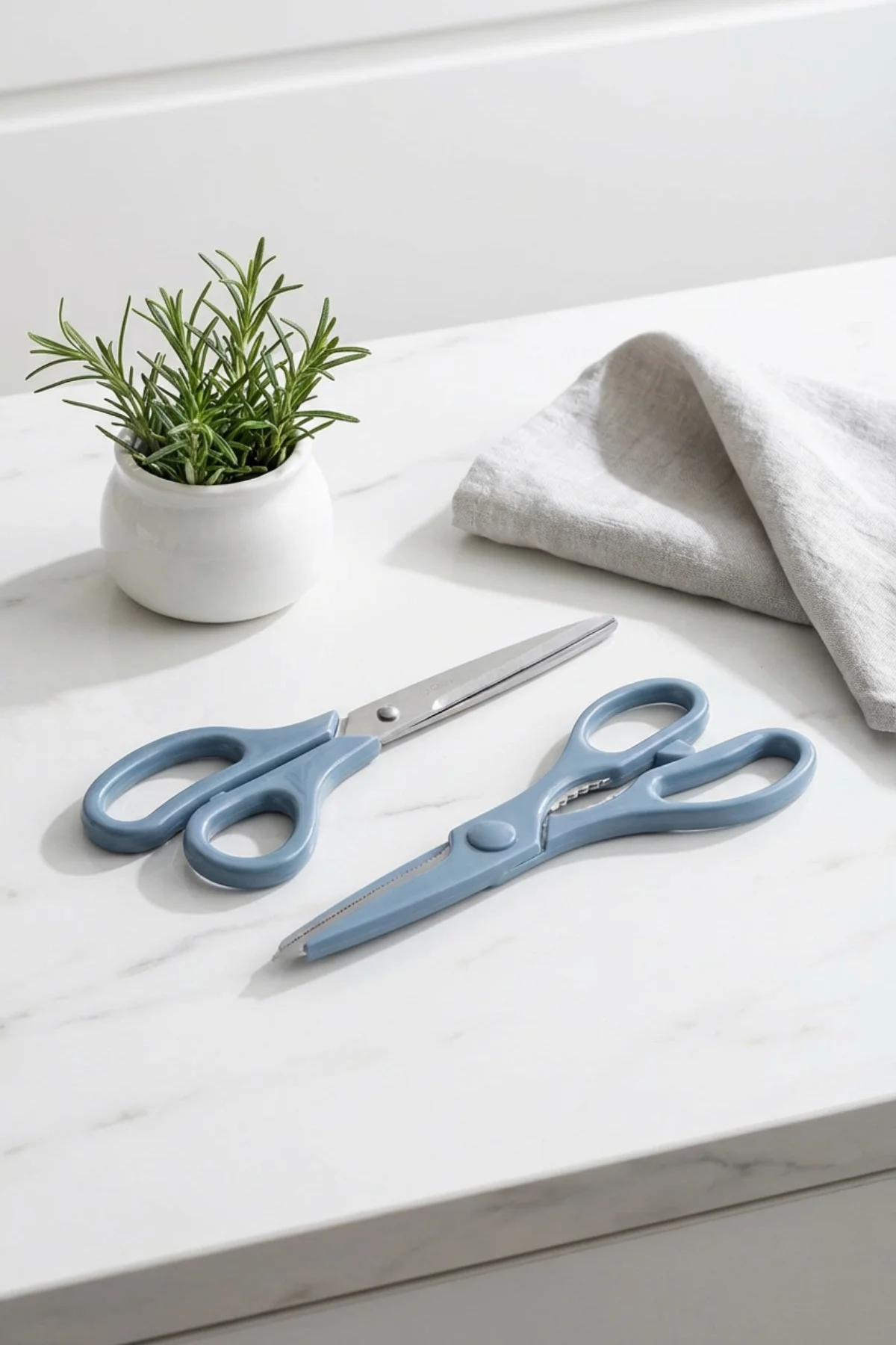 Tırtıklı Ağız 2'li Çok Amaçlı Makas Seti – Büyük Boy Mavi, 22 Cm