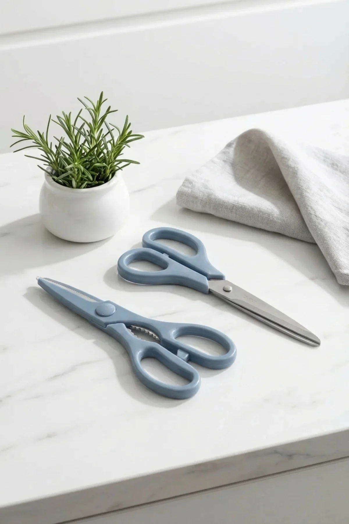 Tırtıklı Ağız 2'li Çok Amaçlı Makas Seti – Büyük Boy Mavi, 22 Cm