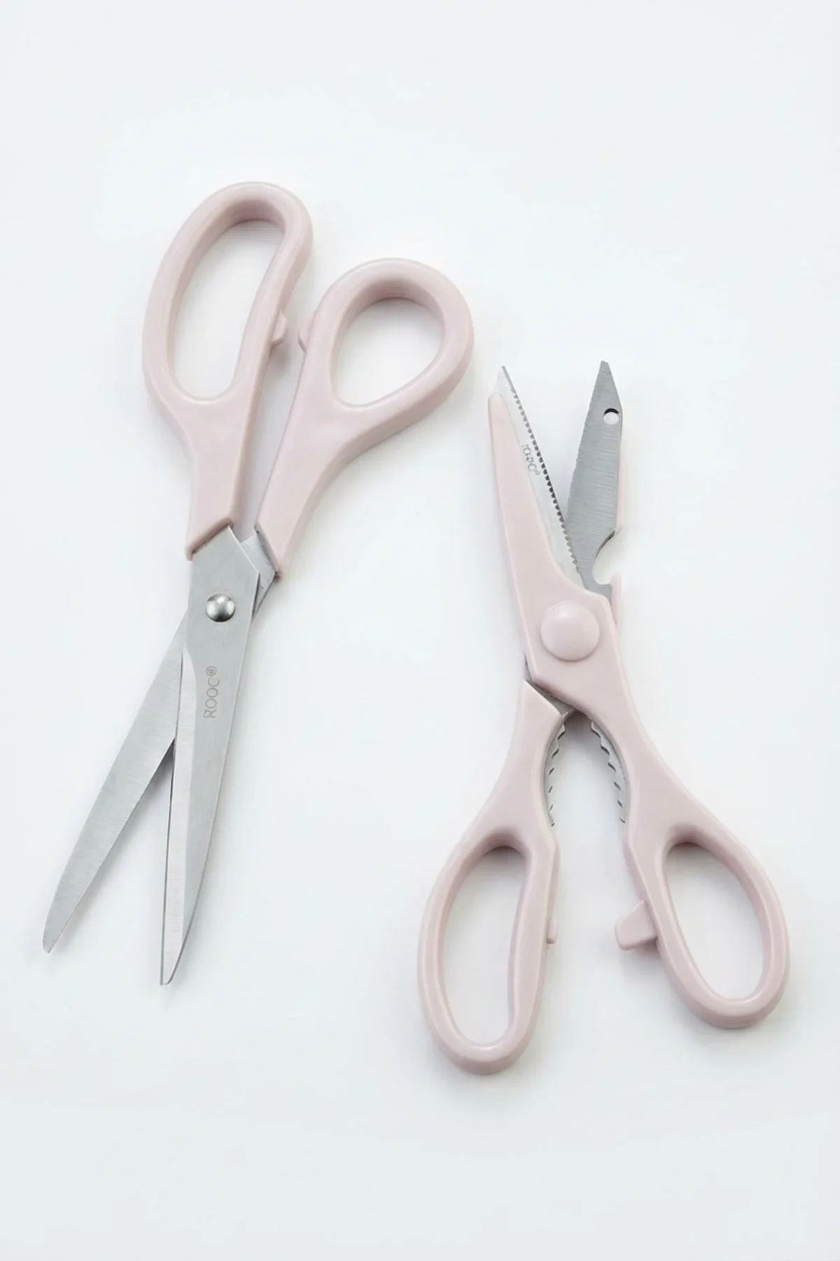 Tırtıklı Ağız 2'li Çok Amaçlı Makas Seti – Büyük Boy Pembe, 23 Cm