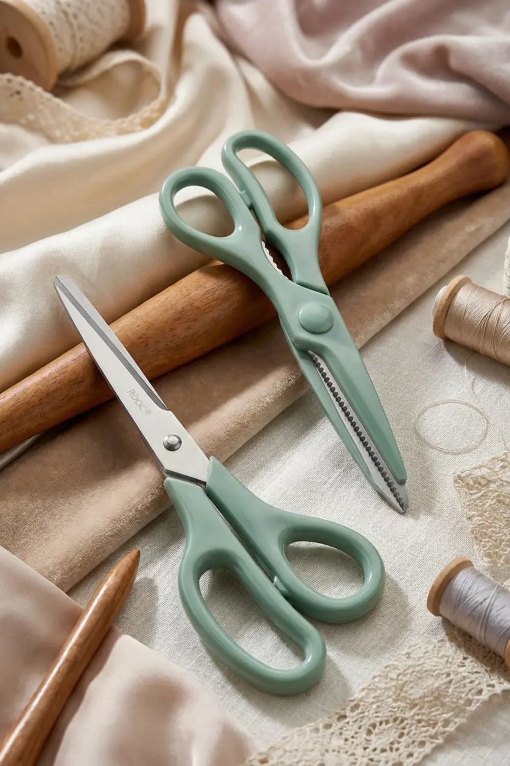 Tırtıklı Ağız 2'li Çok Amaçlı Makas Seti – Büyük Boy Yeşil, 22 Cm