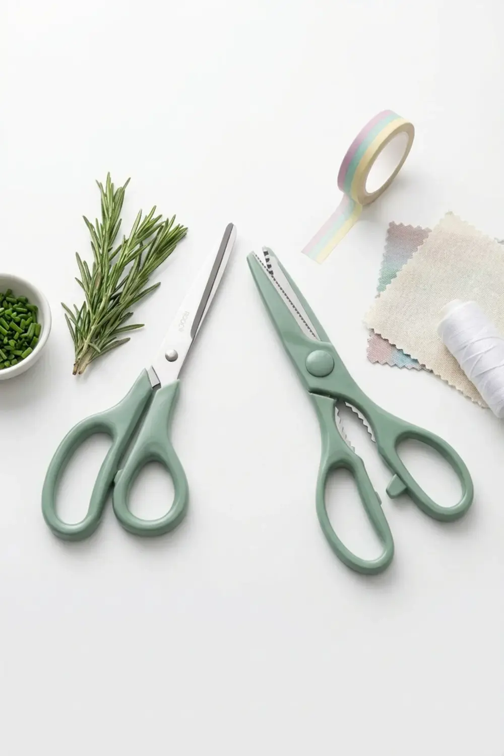 Tırtıklı Ağız 2'li Çok Amaçlı Makas Seti – Büyük Boy Yeşil, 22 Cm