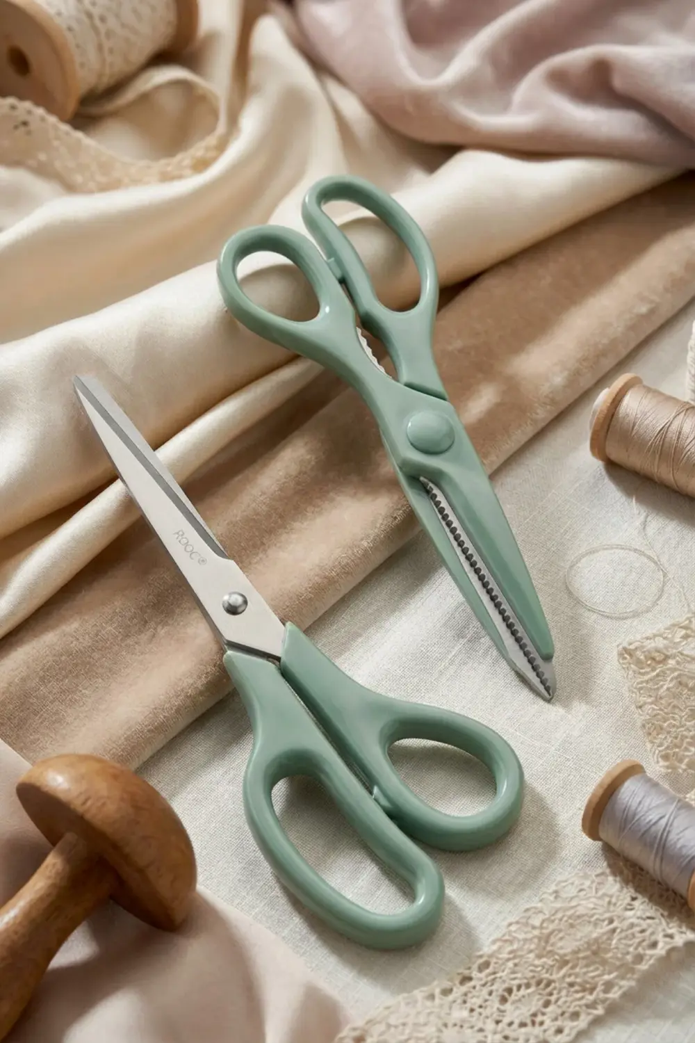 Tırtıklı Ağız 2'li Çok Amaçlı Makas Seti – Büyük Boy Yeşil, 22 Cm