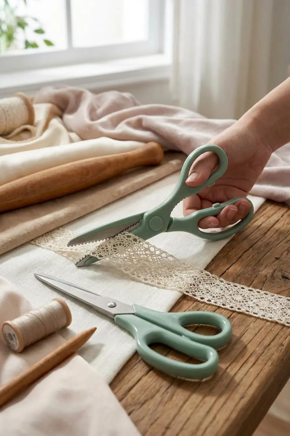 Tırtıklı Ağız 2'li Çok Amaçlı Makas Seti – Büyük Boy Yeşil, 22 Cm