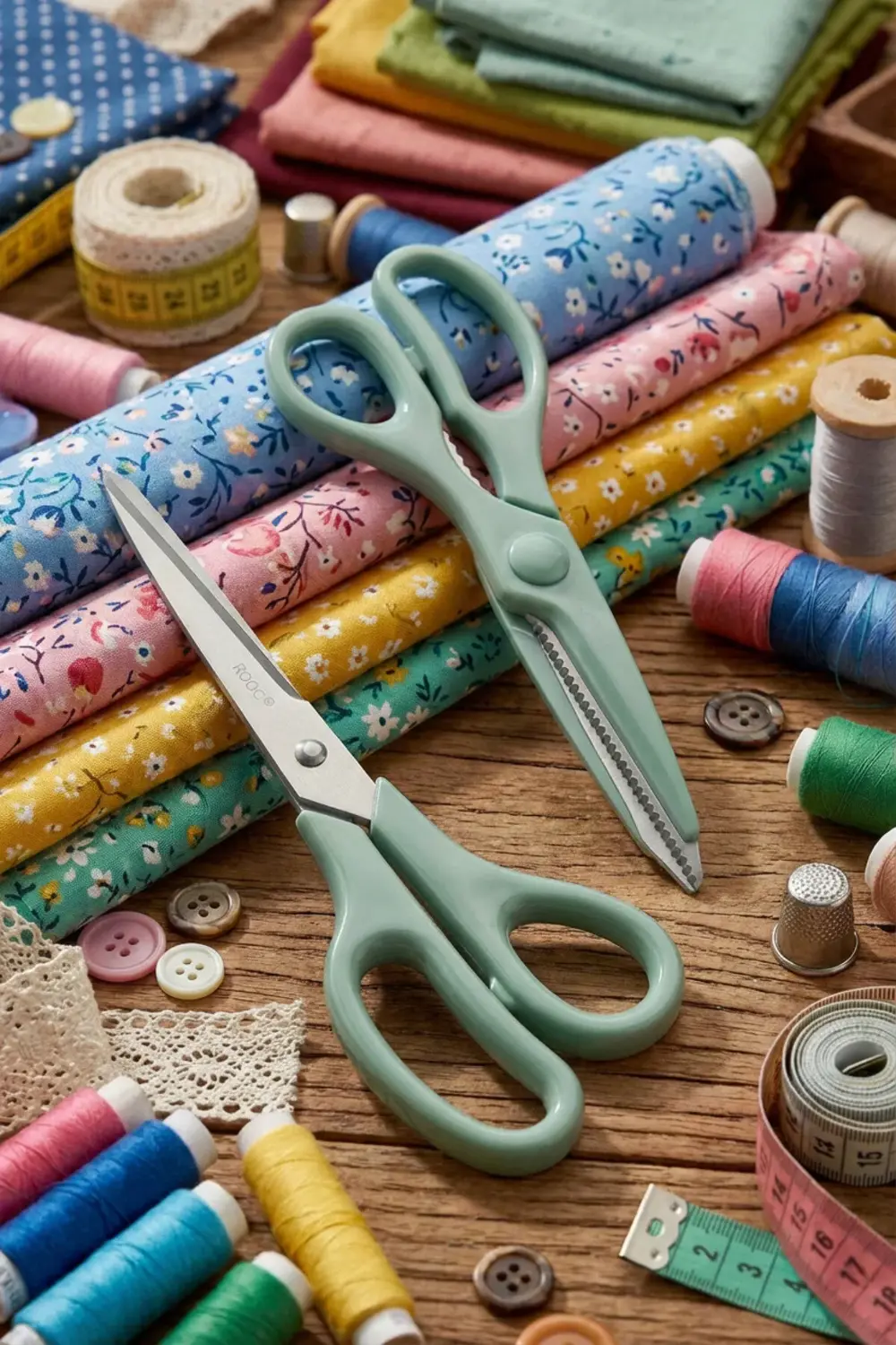 Tırtıklı Ağız 2'li Çok Amaçlı Makas Seti – Büyük Boy Yeşil, 22 Cm