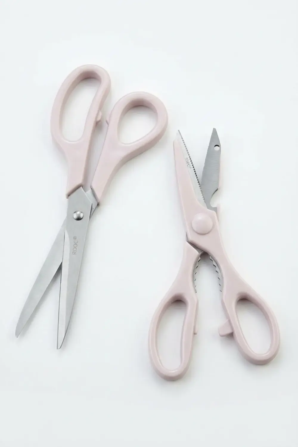 Tırtıklı Ağız 2'li Çok Amaçlı Makas Seti – Büyük Boy Pembe, 23 Cm