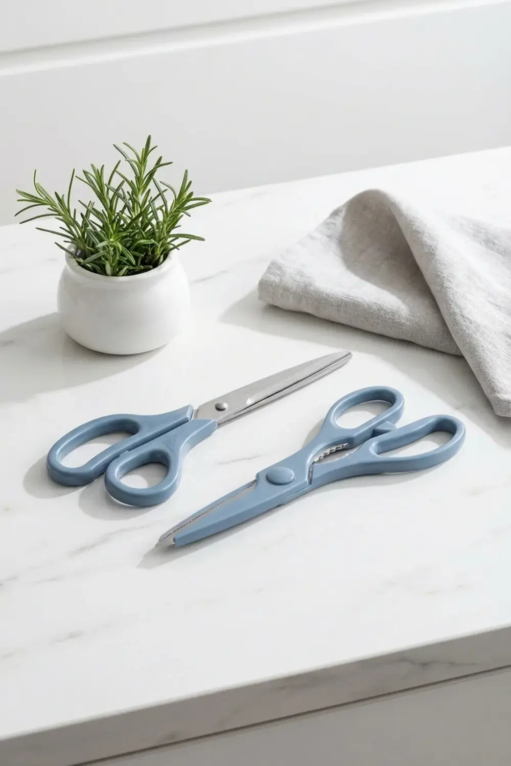 Tırtıklı Ağız 2'li Çok Amaçlı Makas Seti – Büyük Boy Mavi, 22 Cm