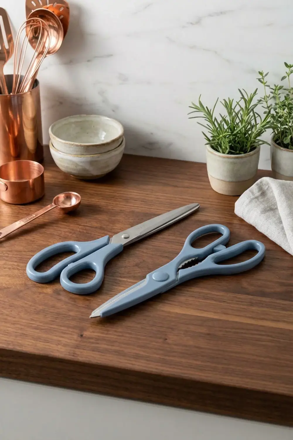 Tırtıklı Ağız 2'li Çok Amaçlı Makas Seti – Büyük Boy Mavi, 22 Cm