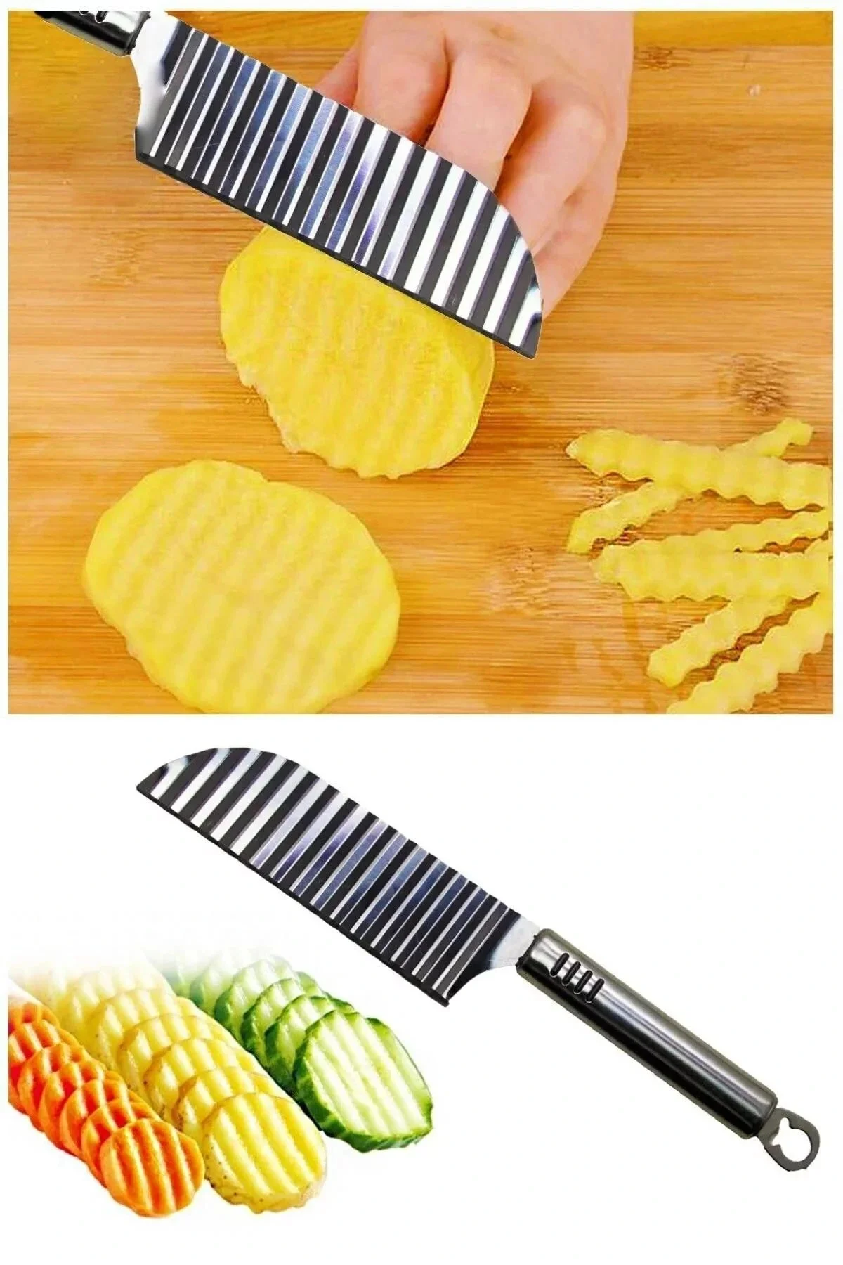 Tırtıklı Patates Kesme Bıçağı - Şekilli Sebze Ve Meyve Dilimleyici - Görsel 4