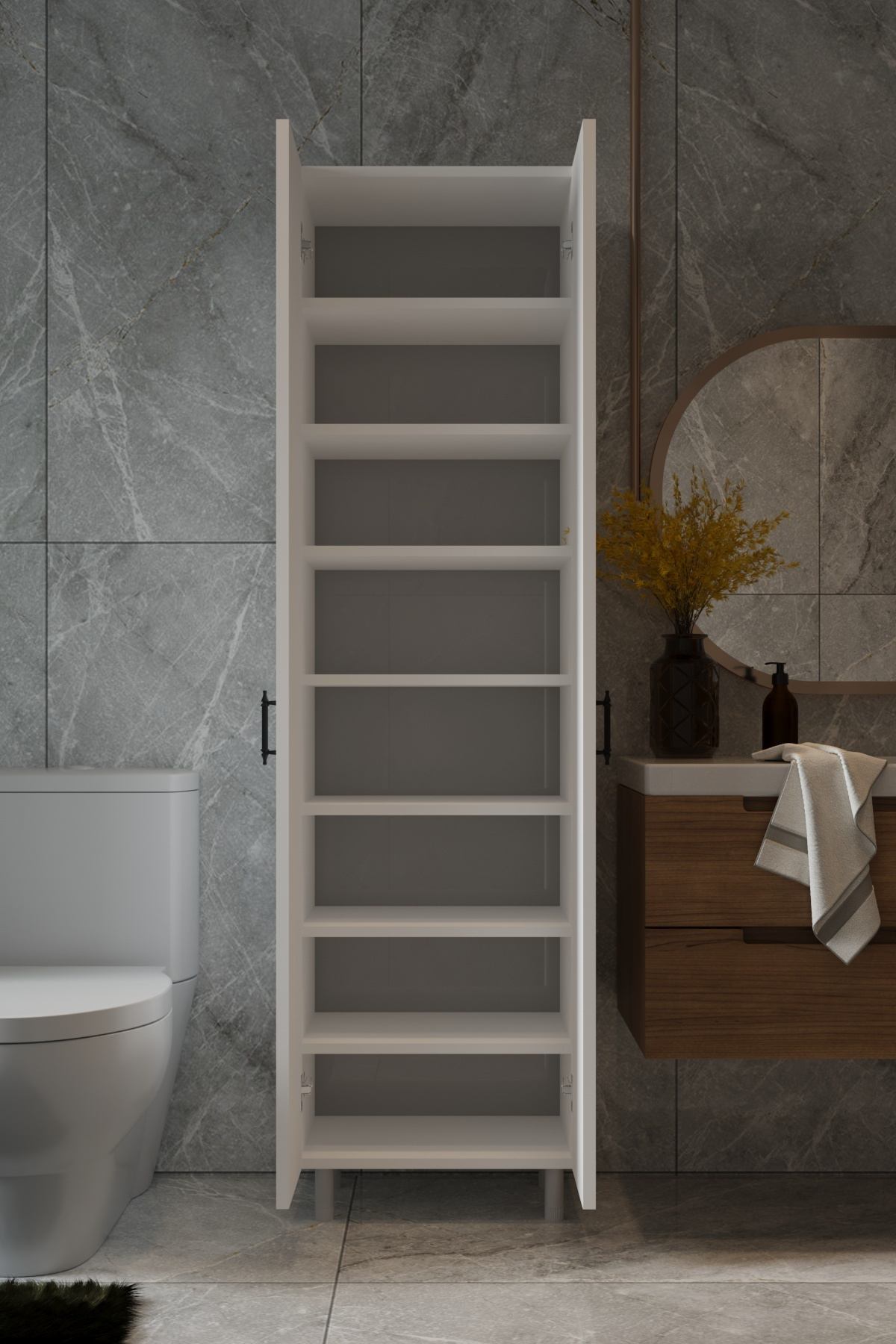 Titan 8 Raflı 2 Kapaklı Çok Amaçlı Dolap Mutfak Banyo Kiler Erzak