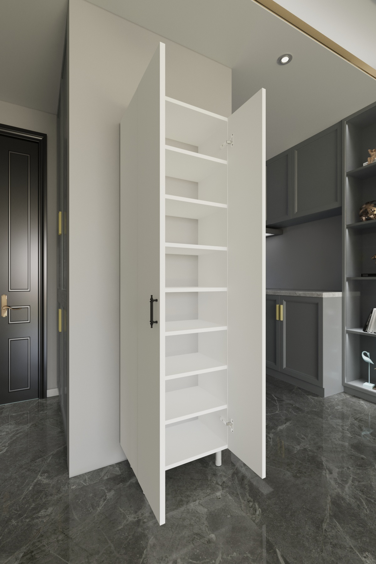 Titan 8 Raflı 2 Kapaklı Çok Amaçlı Dolap Mutfak Banyo Kiler Erzak