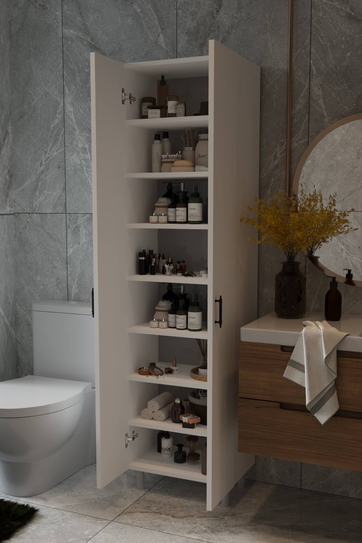 Titan 8 Raflı 2 Kapaklı Çok Amaçlı Dolap Mutfak Banyo Kiler Erzak