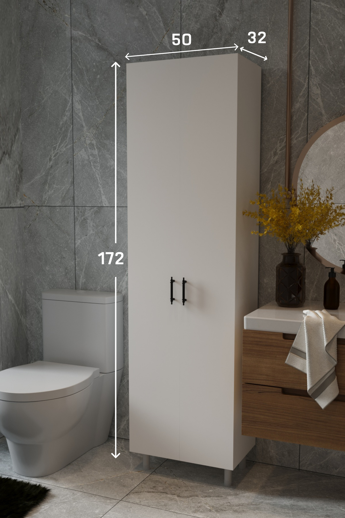 Titan 8 Raflı 2 Kapaklı Çok Amaçlı Dolap Mutfak Banyo Kiler Erzak